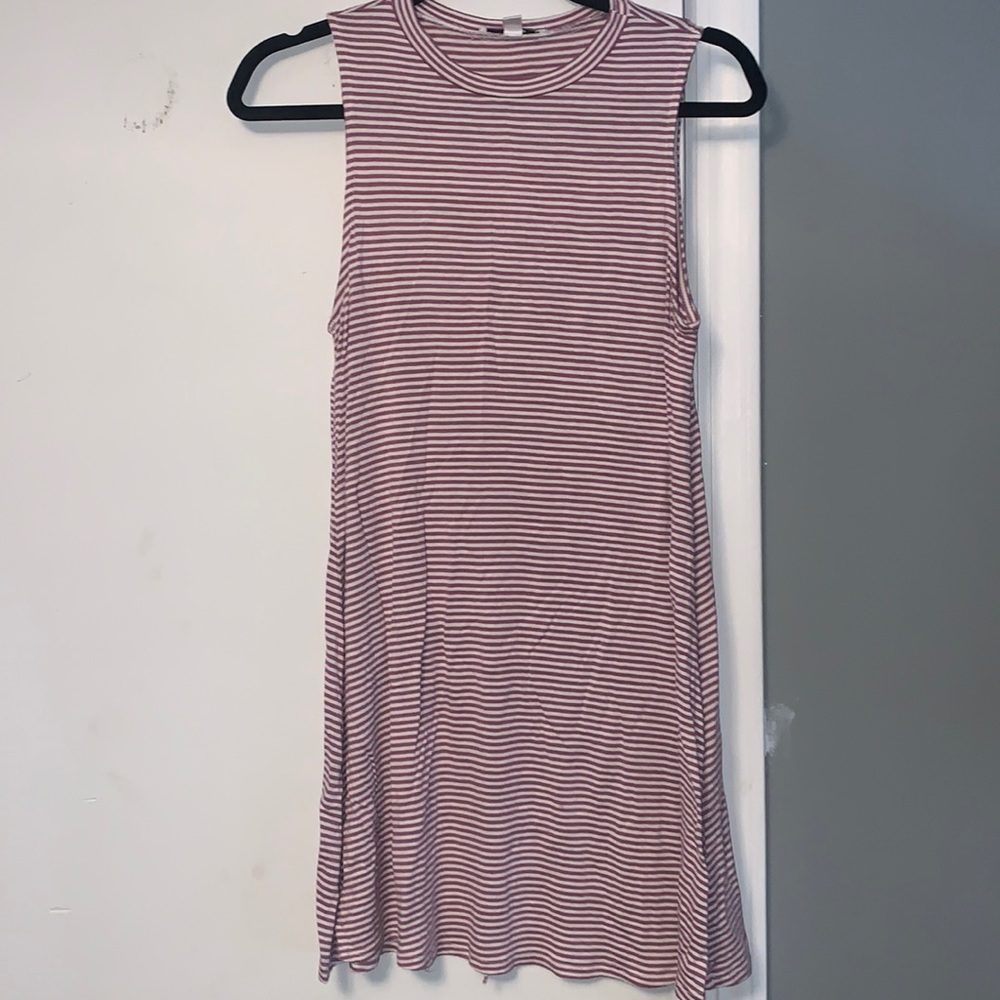 Striped high neck shift dress